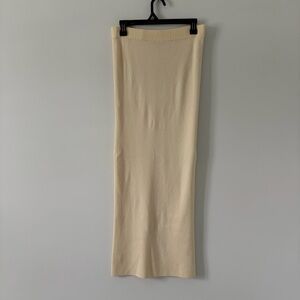 Maje Cream Ribbed Knit Full Length Maxi Skirt 2 Medium